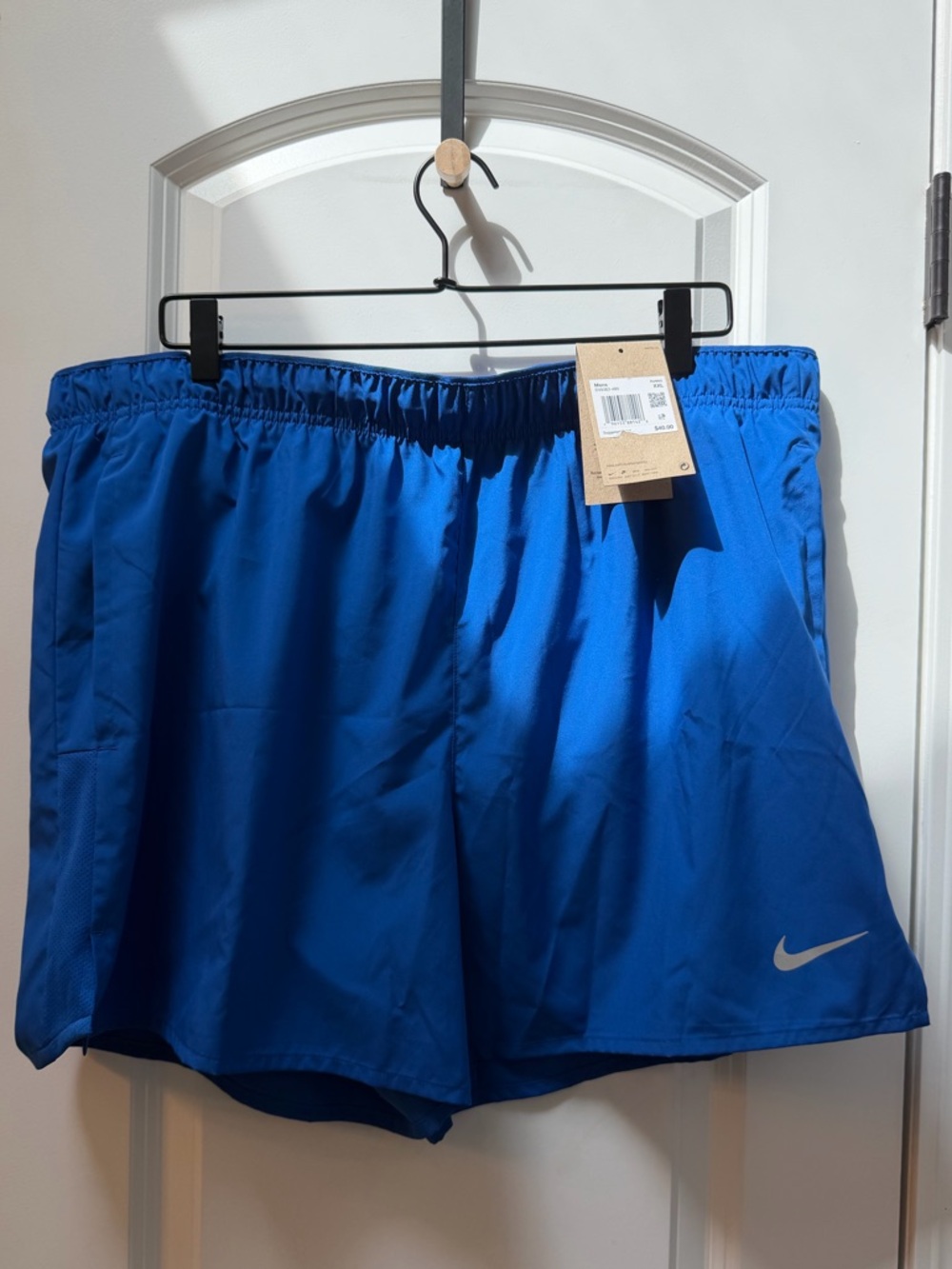 Nike Royal Blue Men's Running Shorts with Silver Swoosh